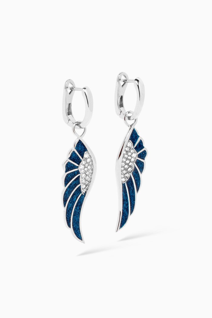 

Wings Reflection Midnight Small Earrings in 18kt White Gold, Blue