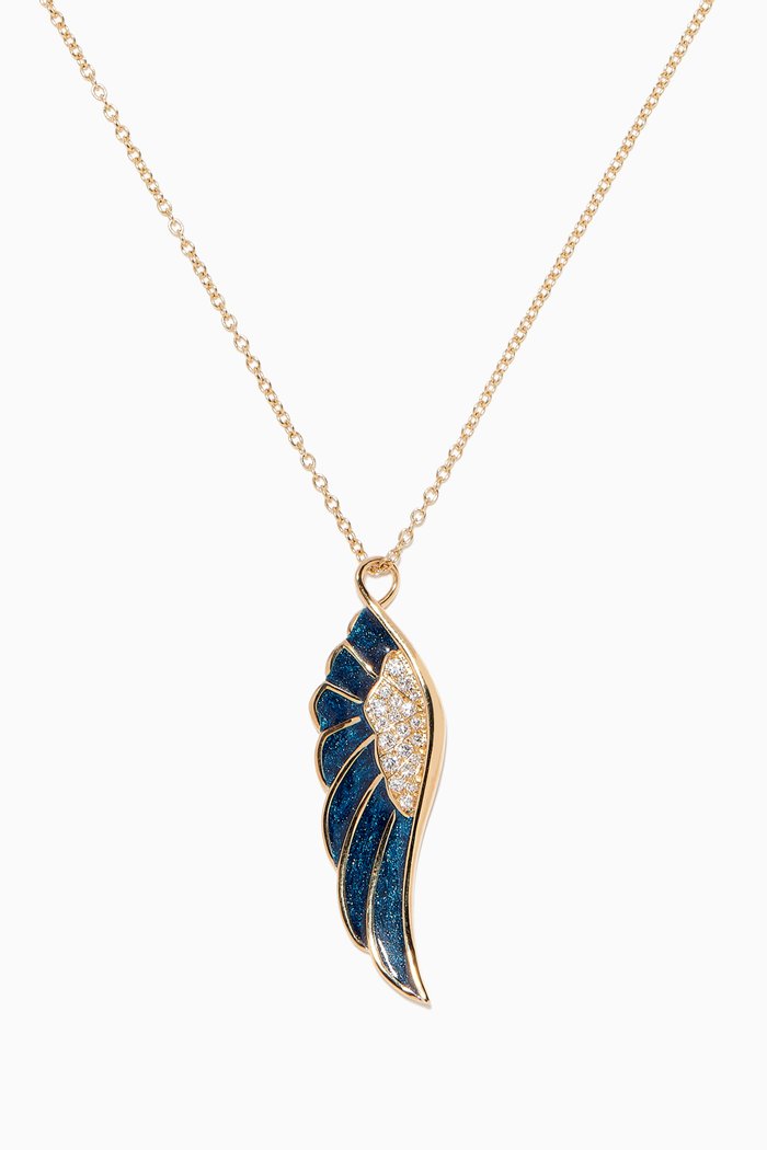 

Wings Reflection Midnight Diamond Necklace in 18kt Yellow Gold, Blue