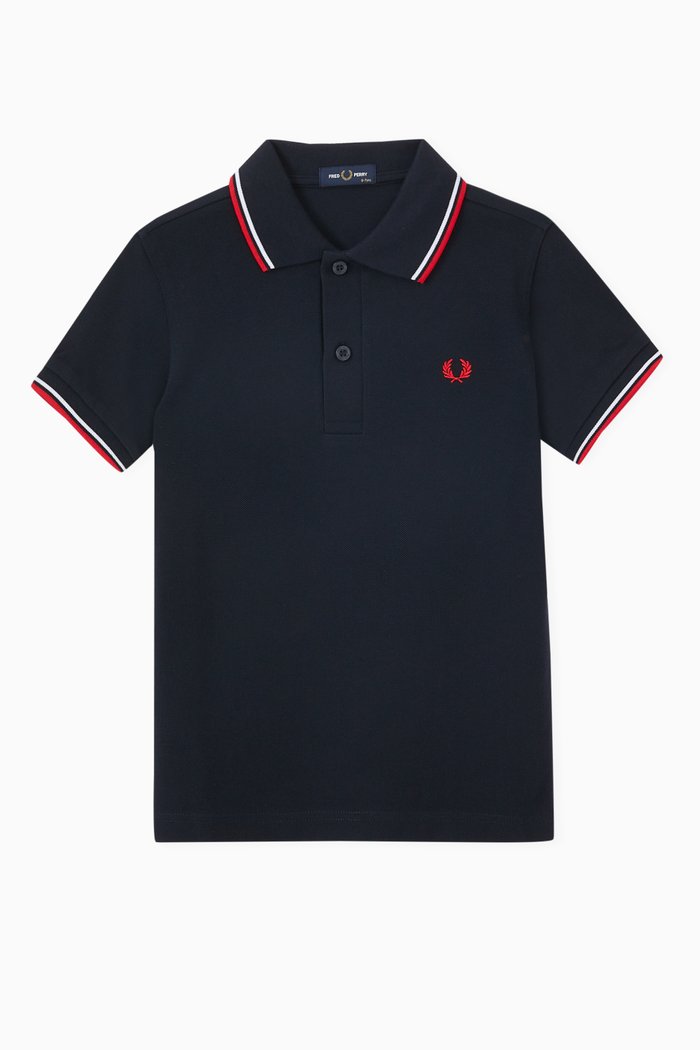 

Twin Tipped Polo Shirt in Cotton Piqué, Blue