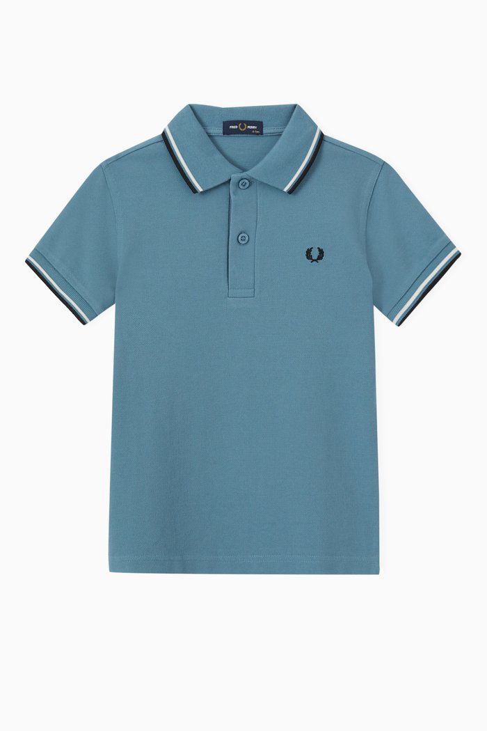

Twin Tipped Polo Shirt in Cotton Piqué, Blue