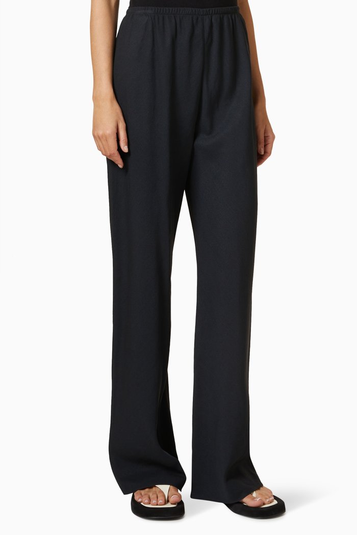 

Gala Pants in Textured Silk & Linen, Black