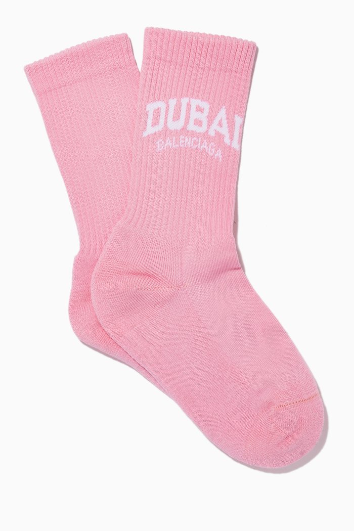 

Cities Dubai Tennis Socks in Ribbed Cotton, Pink