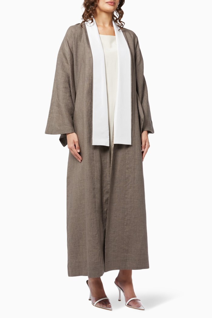 

Kimono Abaya in Linen, Brown