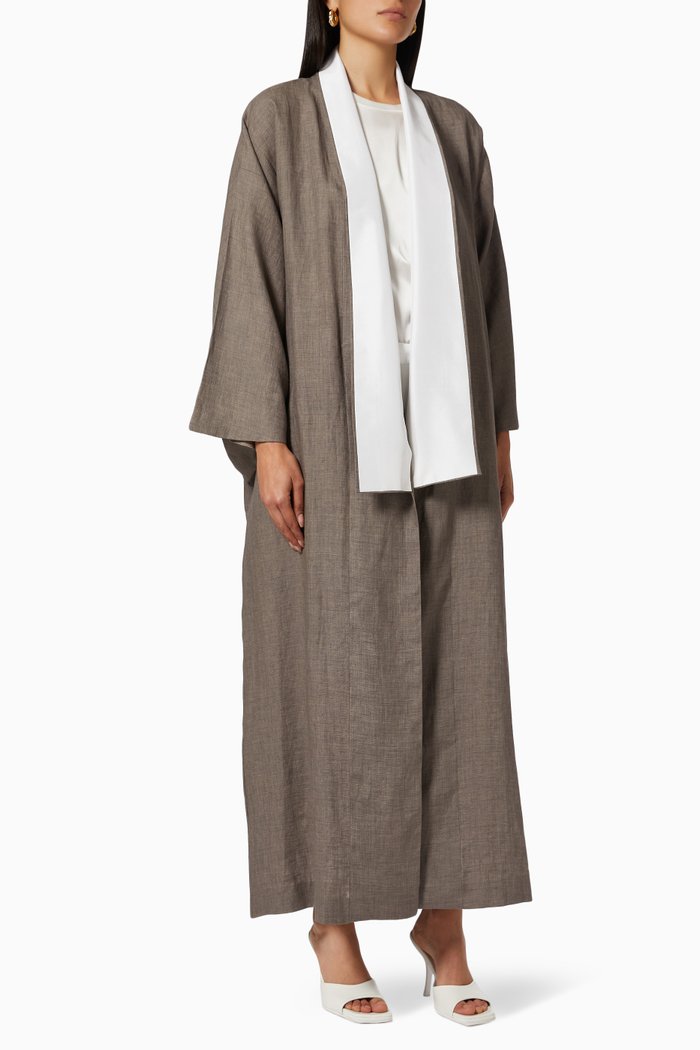 

Kimono Abaya in Linen, Brown