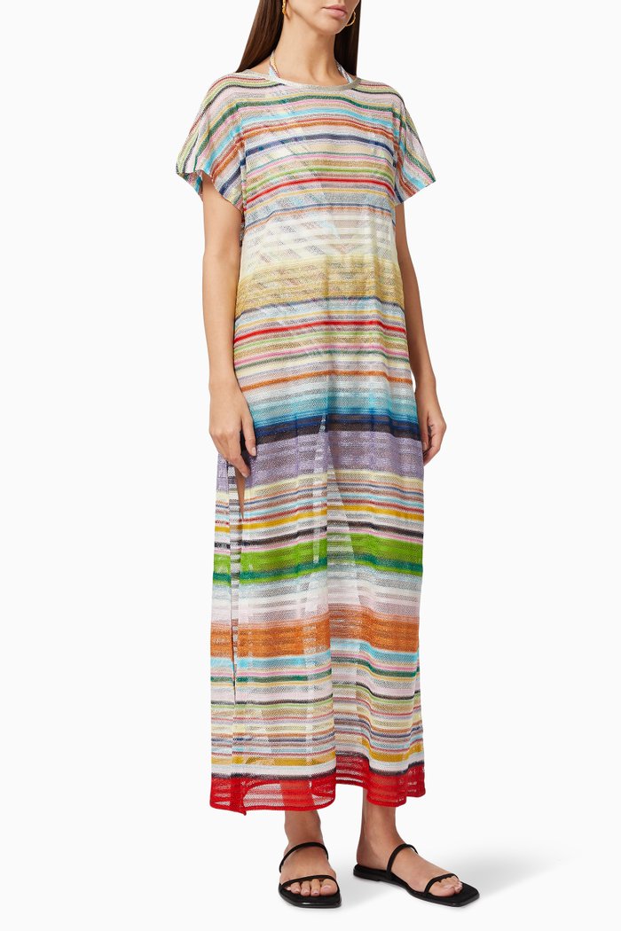 

Long Cover Up Dress in Net, Multicolour