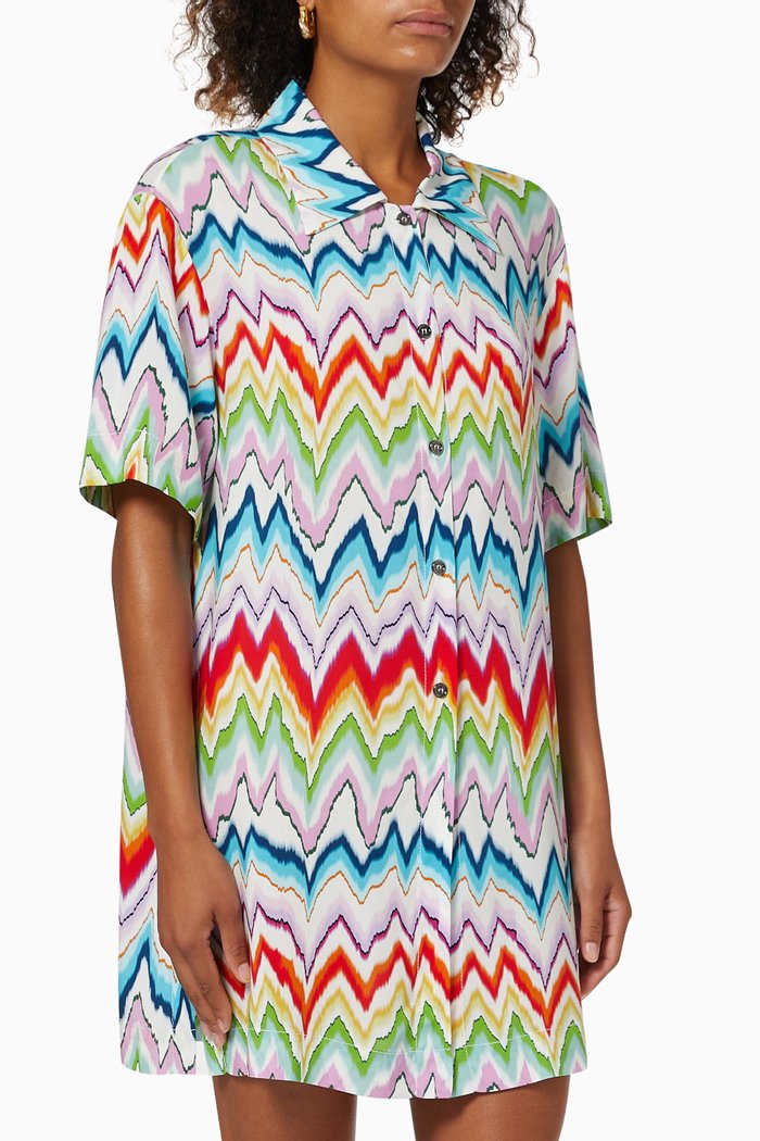 

Short Cover Up in Zigzag Chevron Viscose, Multicolour