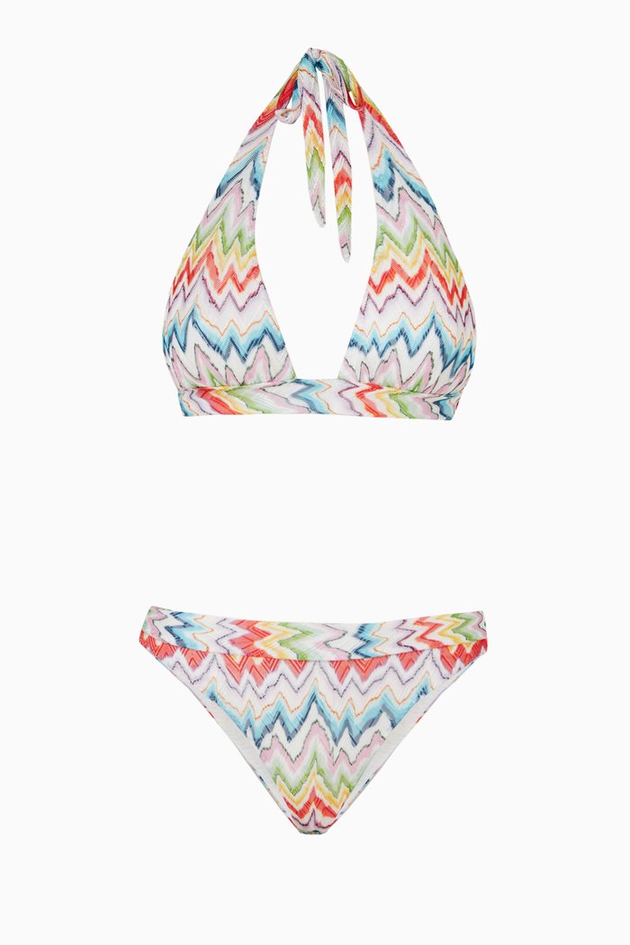 Halter Bikini Set in Zig Zag Chevron, Multicolour