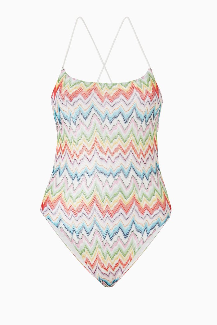 

One Piece Swimsuit in Zig Zag Chevron, Multicolour