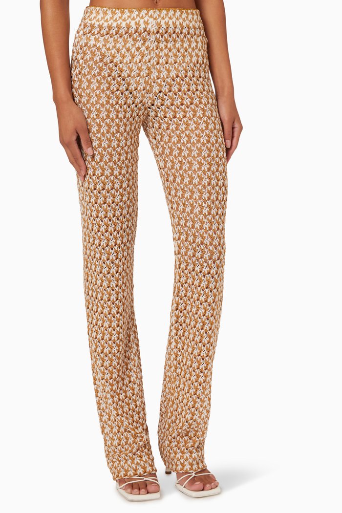 Beachwear Pants in Viscose Blend Knit, Gold