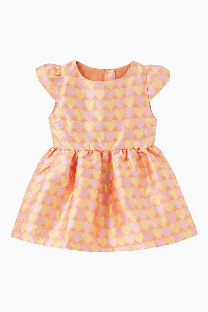 

Heart Print Dress in Nylon, Orange