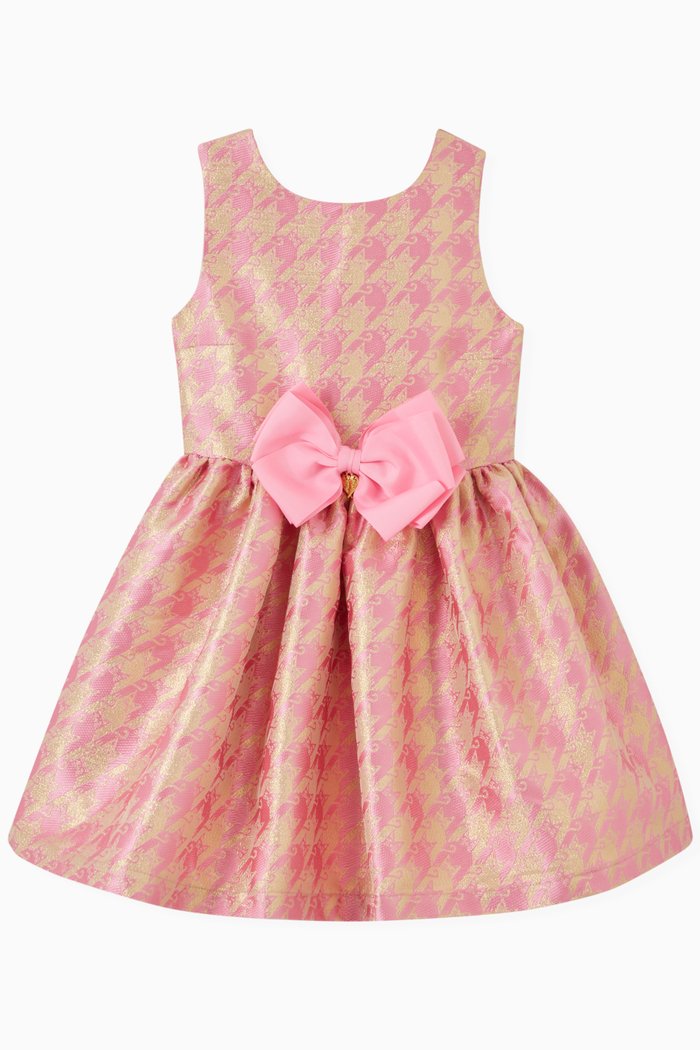 

Cat Print Dress in Jacquard, Pink