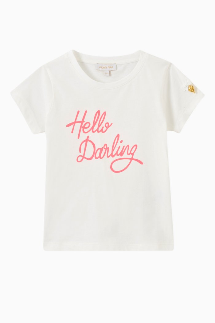 'Hello Darling' T-Shirt in Cotton, White