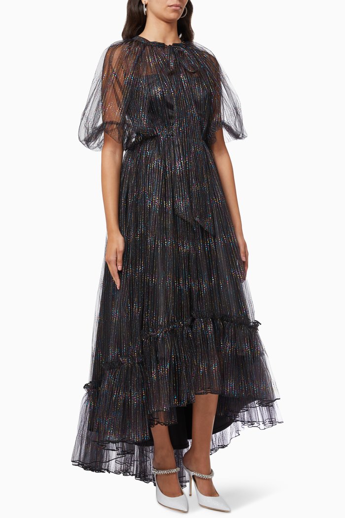 

Embellished High Low Gown, Black