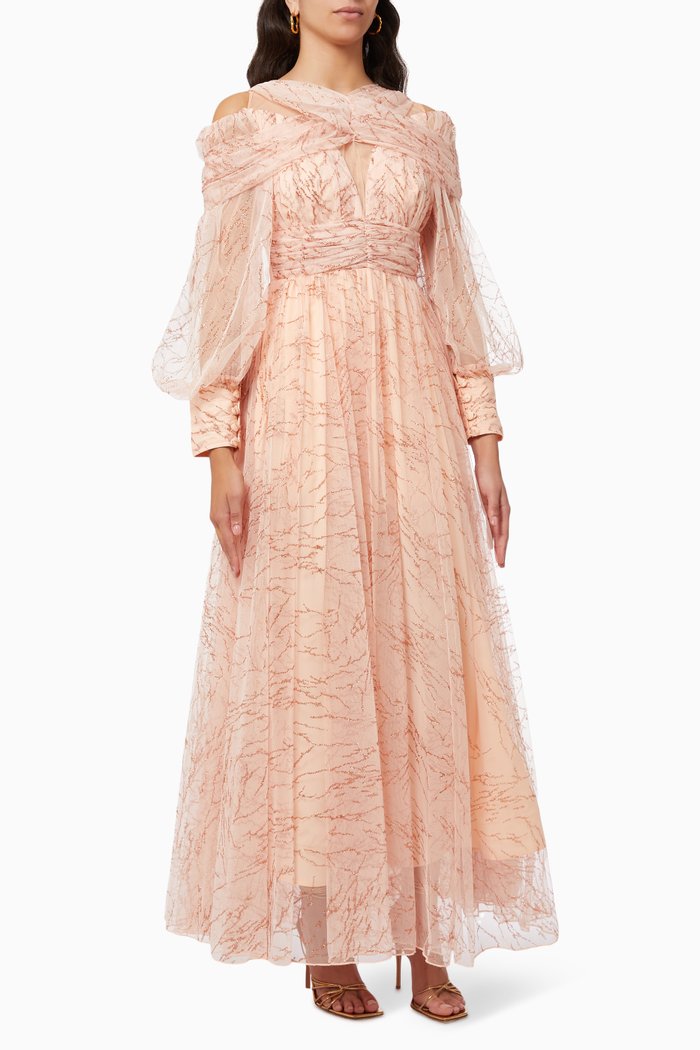 

Cold Shoulder Glitter Gown, Pink