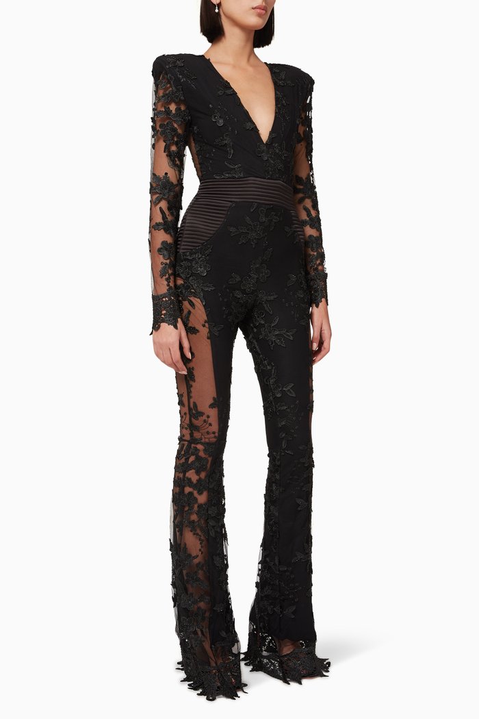 The Black Parade Jumpsuit in Floral Lace