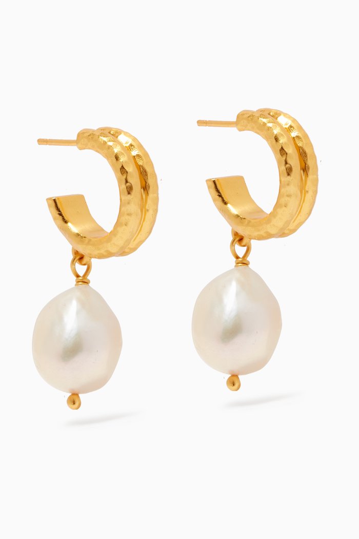 

Lulu Pearl Drop Earrings in 24kt Gold-plated Brass, White