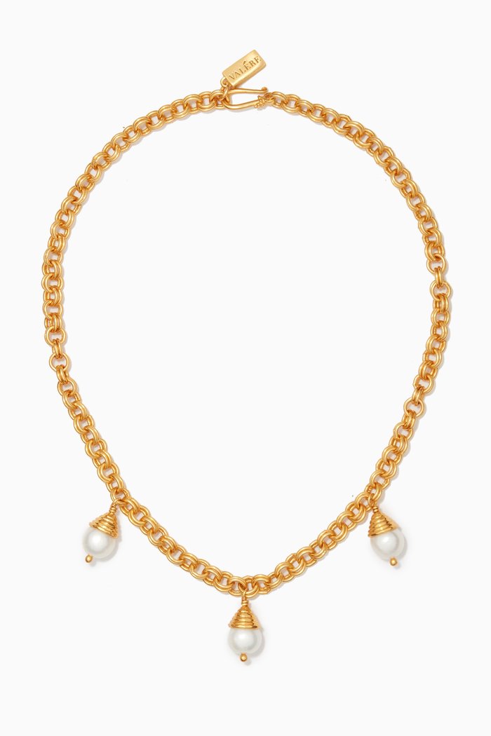 

Nani Drop Stone Necklace in 24kt Gold Plating, White