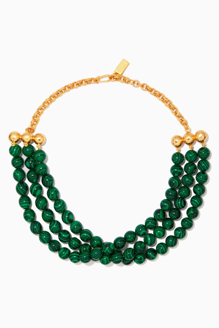 

Olina Stone Choker in 24kt Gold Plating, Green