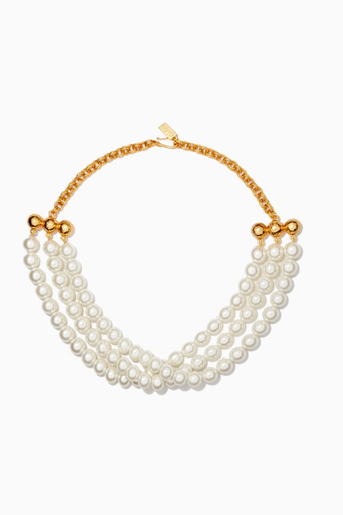 

Olina Pearl Choker in 24kt Gold-plated Brass, White