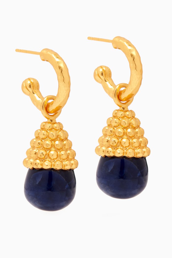 

Natankya Stone Drop Earrings in 24kt Gold Plating, Blue