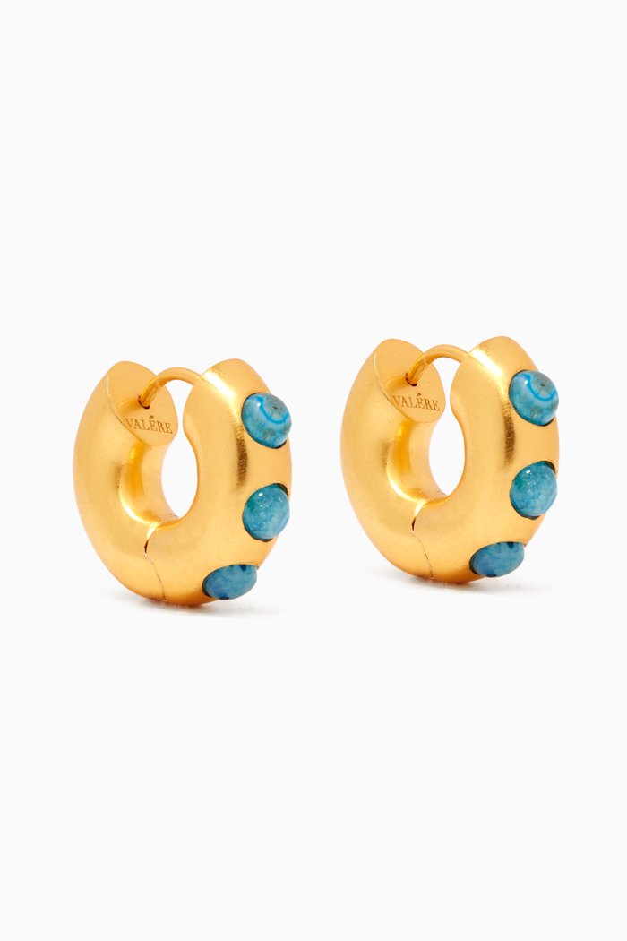 

Luwana Turquoise Huggies in 24kt Gold Plating, Blue