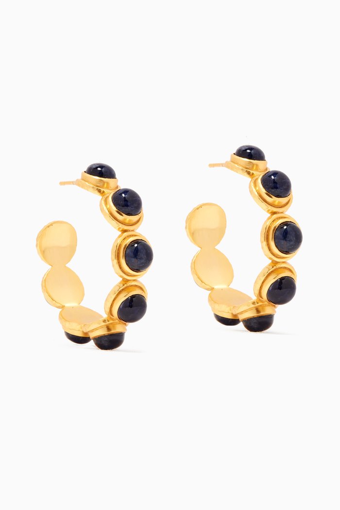 

Malina Hoop Earrings in 24kt Gold Plating, Blue