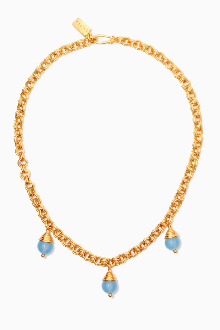 

Nani Drop Stone Necklace in 24kt Gold Plating, Blue
