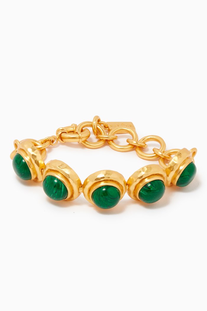 

Halia Bracelet in 24kt Gold-plated Brass, Green