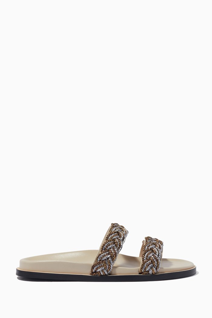 

Ronda Flat Sandals in Leather, Neutral