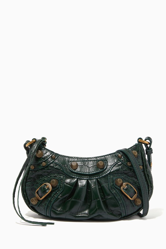 

Le Cagole Mini Purse with Chain in Arena Lambskin, Green