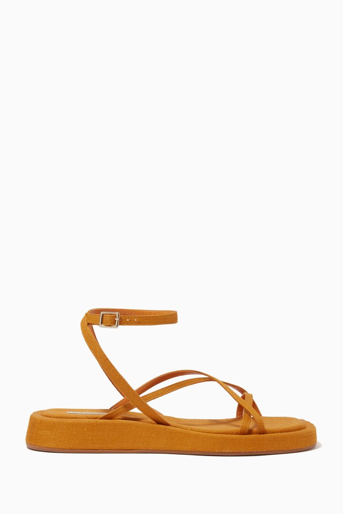 

x RHW Rosie 16 Strappy Sandals in Linen, Brown