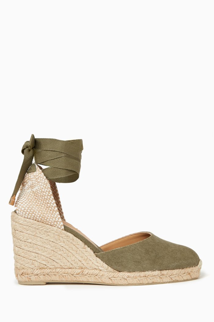 

Carina Espadrille Wedge Sandals in Canvas, Green