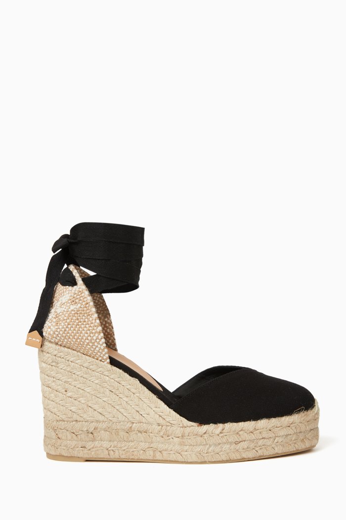 

Chiara Espadrille Wedges in Canvas, Black