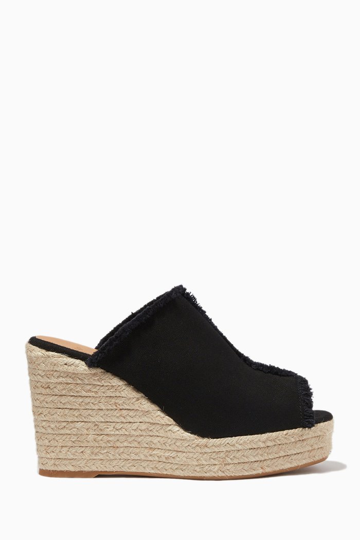 

Fatima Mule Wedges in Canvas, Black