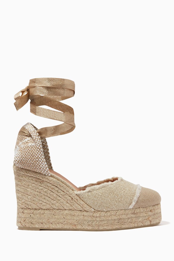 

Catalina Espadrille Wedges in Canvas, Gold
