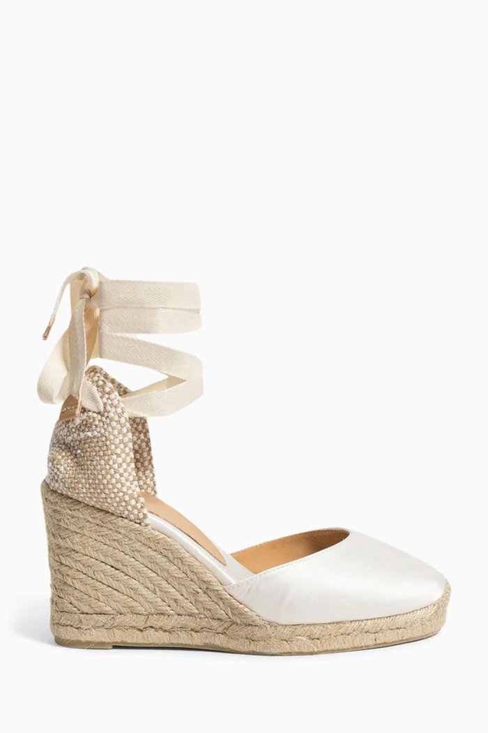 

Carina Espadrille Wedge Sandals in Satin, White