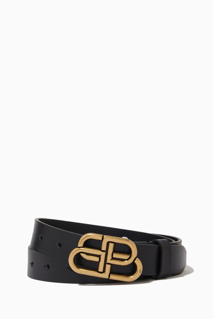 

BB Thin Belt in Smooth Calfskin, Black