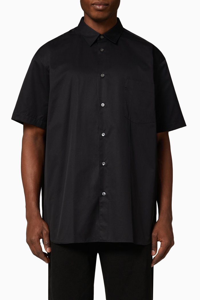 Short Sleeve Shirt in Cotton, Black