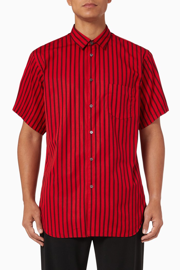 

Striped Shirt in Cotton, Red