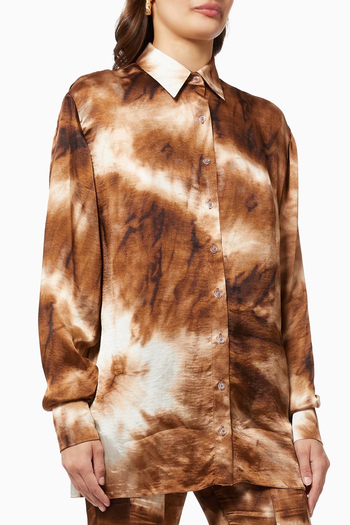 

Katia Shirt in Tie-dye Viscose Cupro, Brown