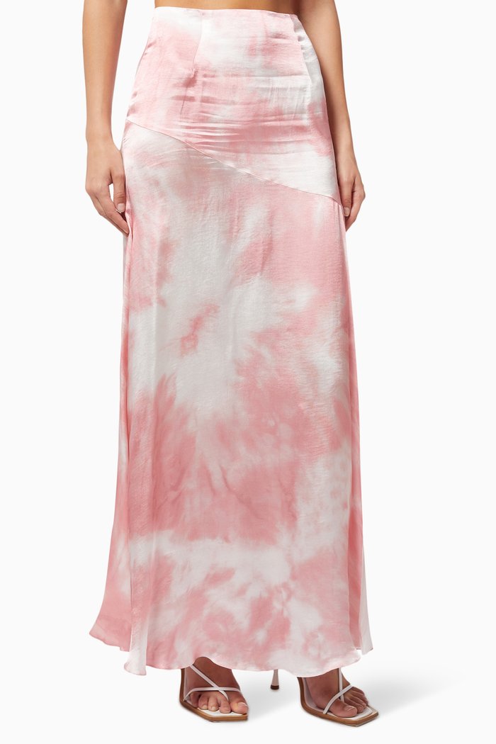 

Kiana Slit Skirt in Tie-dye Viscose, Pink