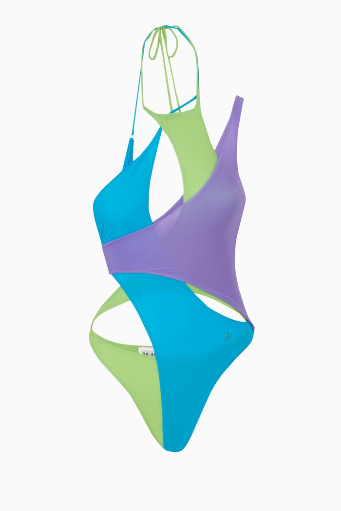 

Cut Out Swimsuit in Stretch Nylon, Multicolour