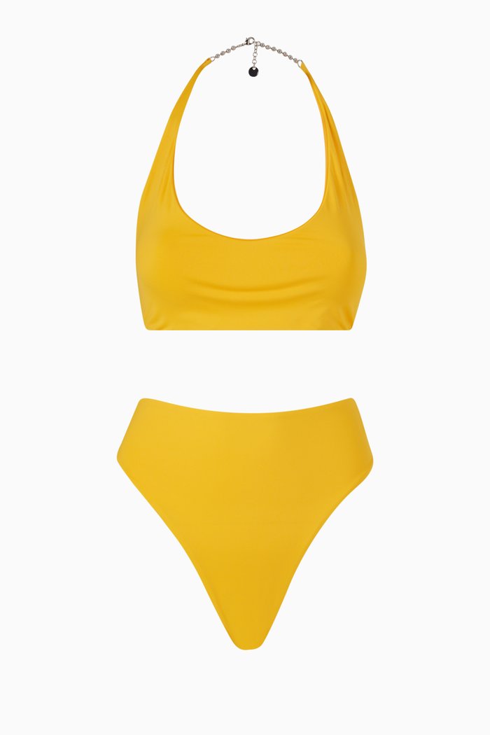 

High Waist Bikini Set in Lycra, Yellow