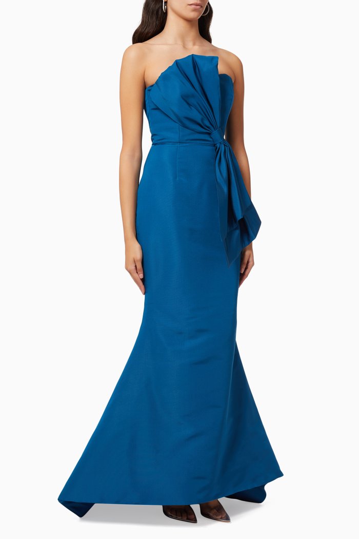 

Penelope Gown in Silk Faille, Blue