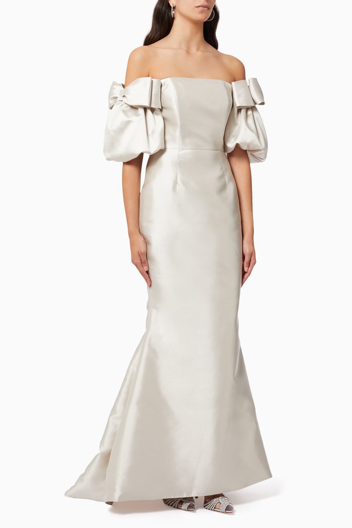 

Beatrice Gown in Silk & Wool Blend, Silver