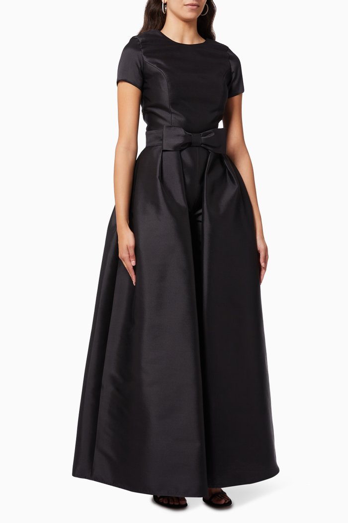 

Bella Jumpsuit with Convertible Skirt in Silk & Wool Blend, Black