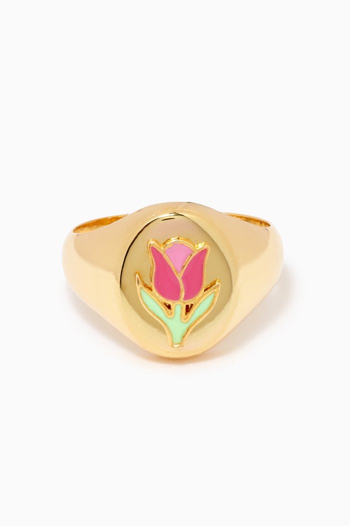

Tulip Enamel Ring in 18kt Gold Vermeil, Pink