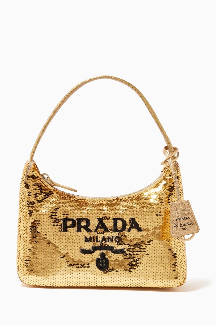 

Re-edition 2000 Mini Bag in Sequin Satin, Gold