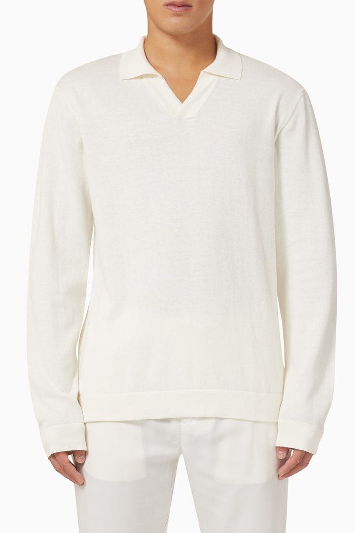 

Aurelio Polo Shirt in Silk Cotton Wool, Neutral