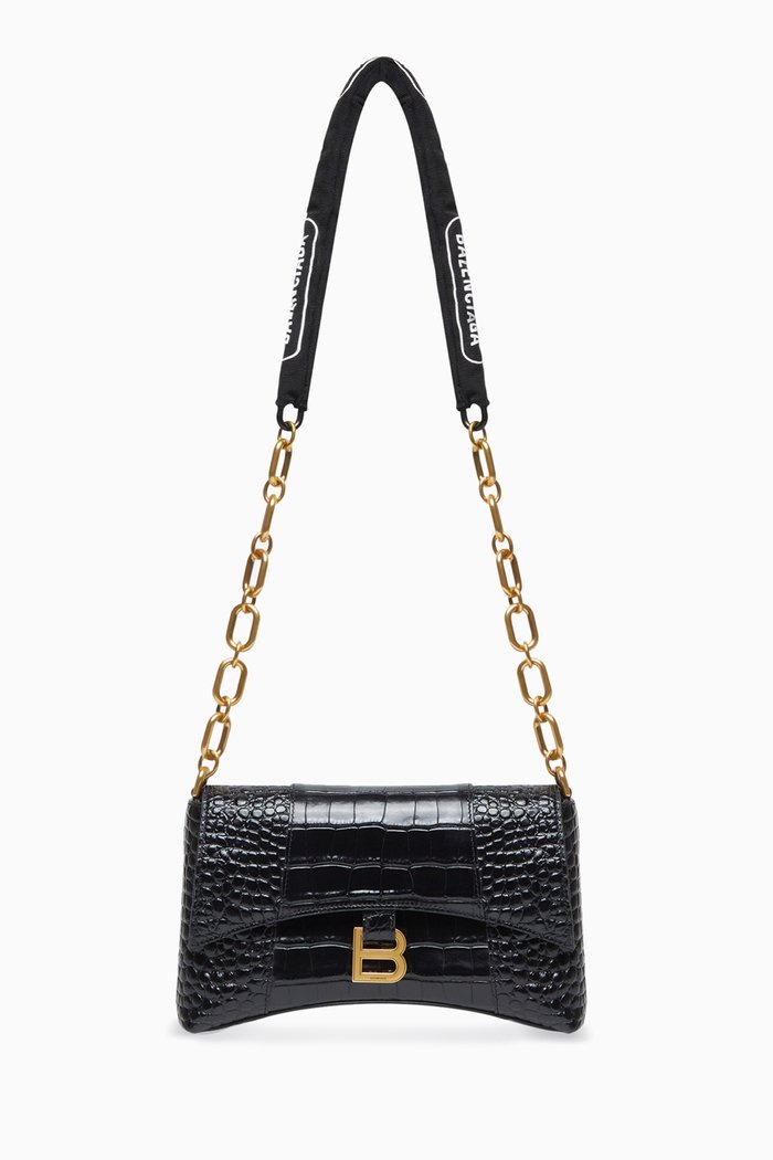 

Downtown XS Shoulder Bag in Crocodile Embossed Calfskin, Black